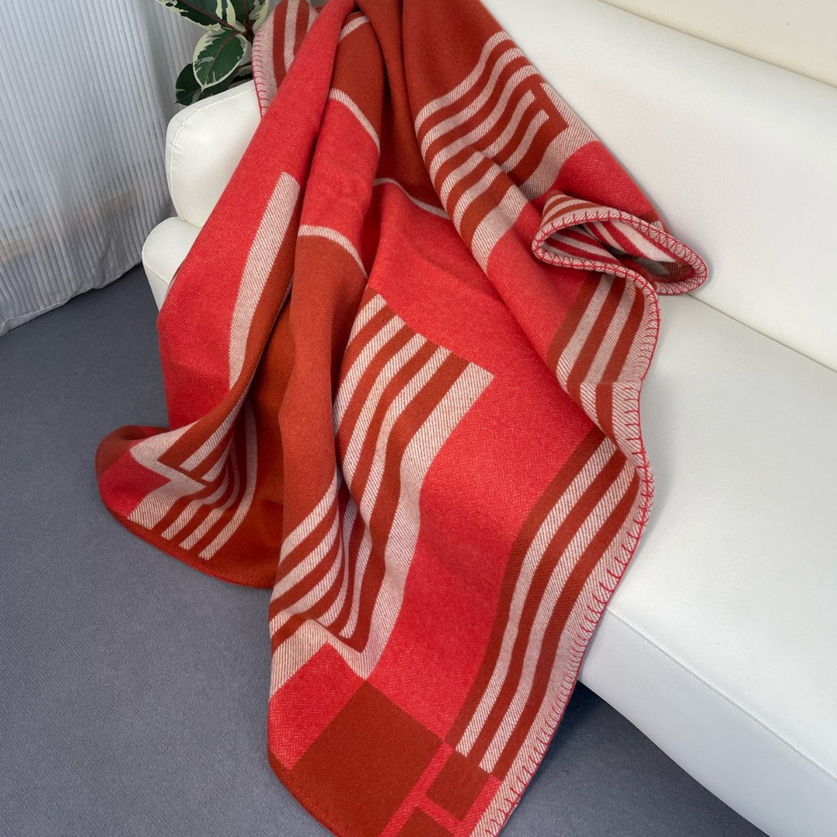 H字母小时代同款轻奢重磅羊毛羊绒毛毯毯子披肩沙发毯家居毯客厅