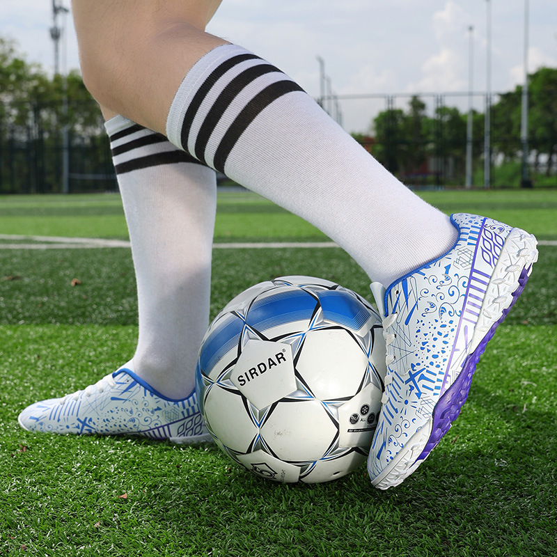 Factory Straight-Haired Football Shoes with Broken Nails and Long Nails Ag Artificial Grass Football Shoes Professional Competition Training Shoes Cross-Border Models