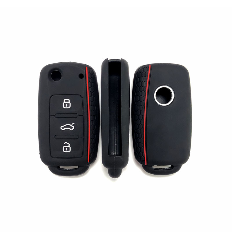 Suitable for Volkswagen Lavida Lingdu Honeycomb Pattern Silicone Key Cover Sagitar Polo Golf Jetta Cut Out Key Bag
