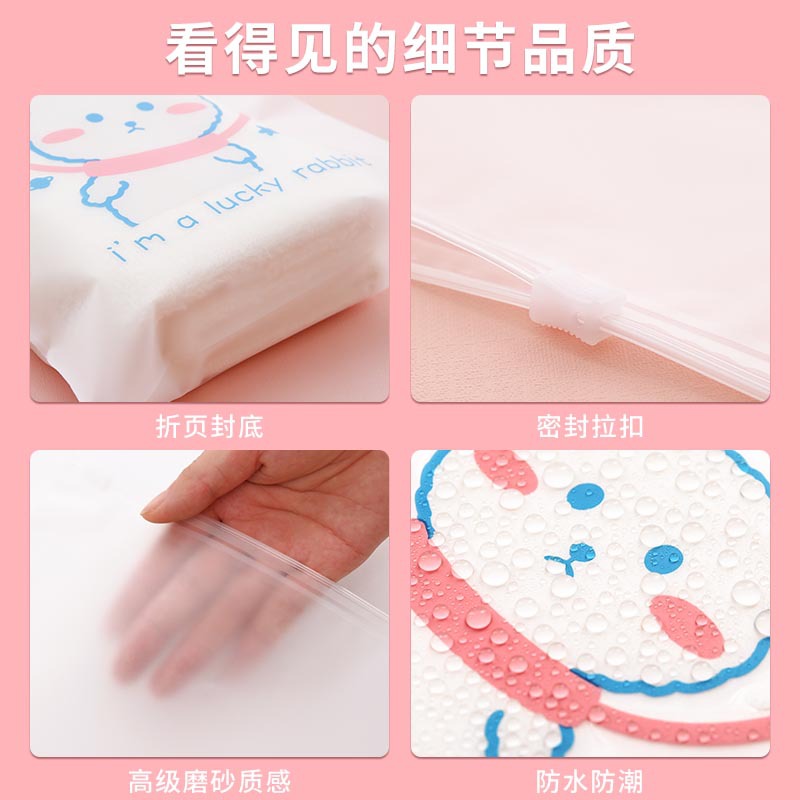 Clothes Storage Bag Kindergarten Travel Underwear Socks Zipper Bag Cartoon Transparent Frosted Clothing Packaging Bag Cute