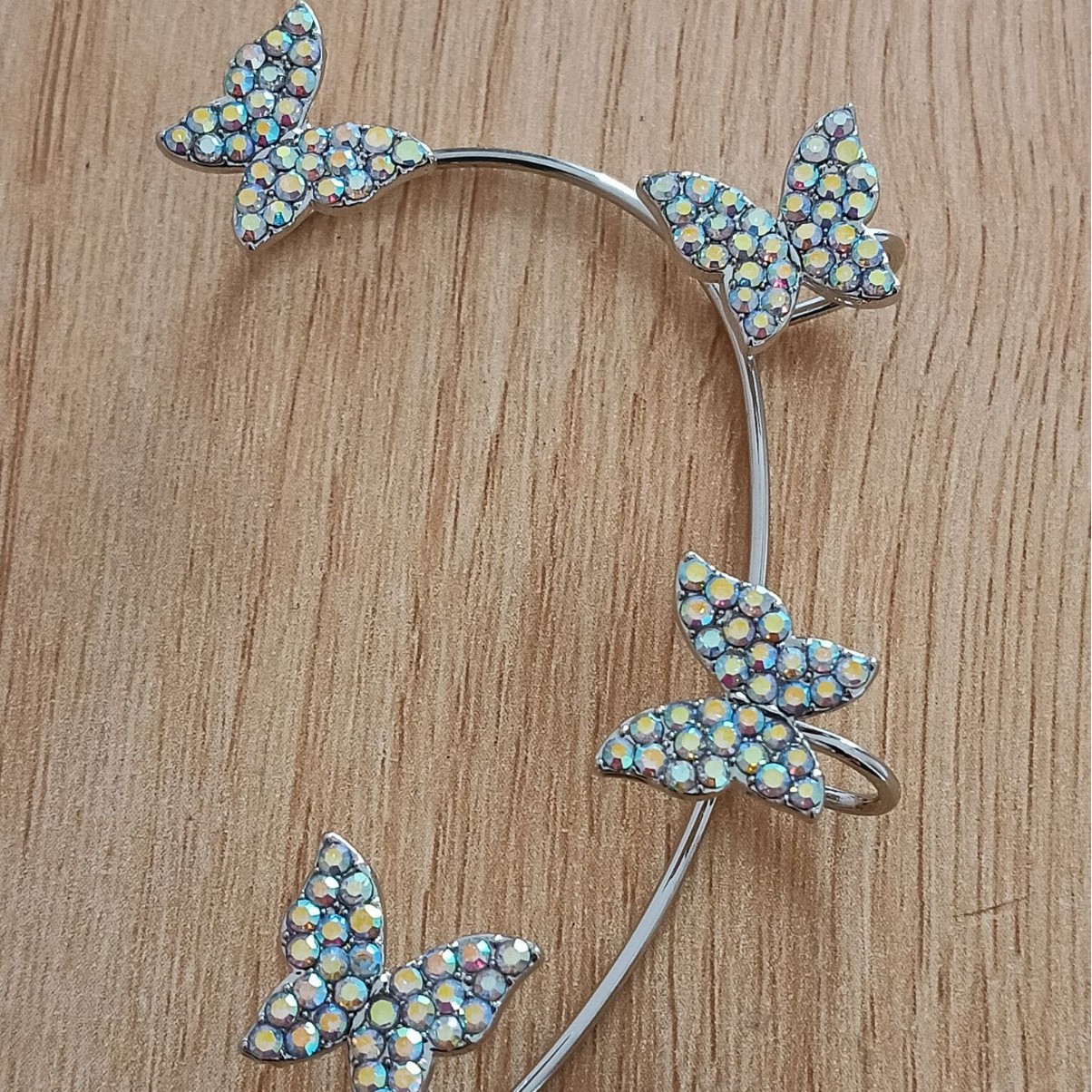 Shake Sound Explosions AB Color Diamond Butterfly Ear Hanging Super Fairy Advanced One-Piece Earrings Temperament Ear Clip Earrings