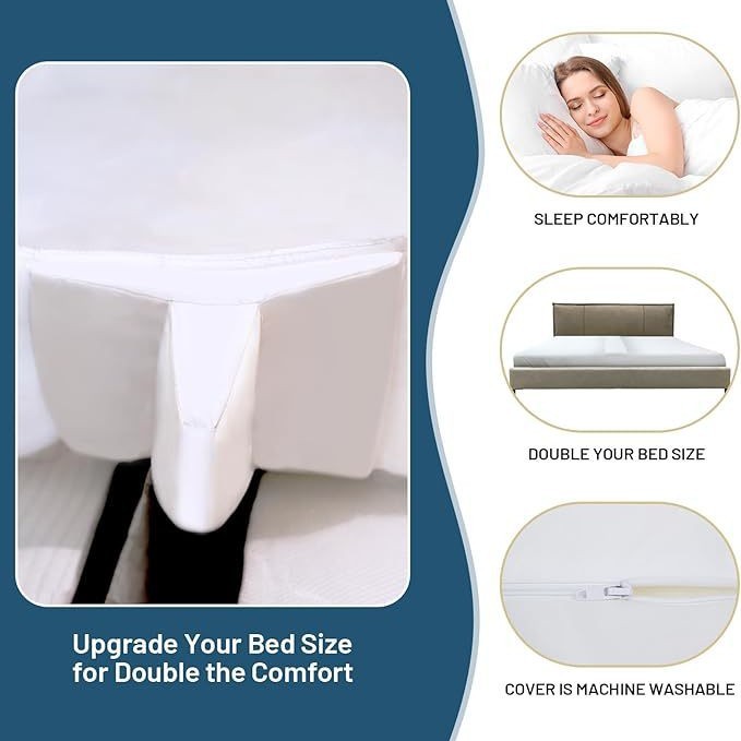 Portable Bed Bridge Split Mattress Gap Filler with Washable Cover for Guests Overnight Family Room Rental