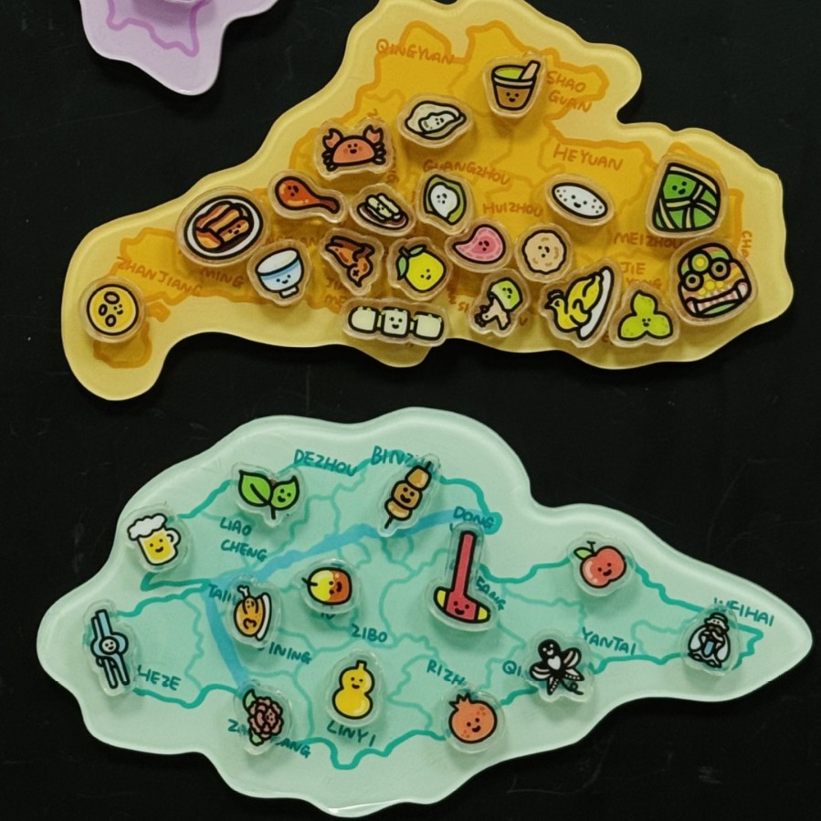 Creative Acrylic Map Stereo Refrigerator Magnet with Magnet Crystal Drop Plastic Soft Magnetic Personalized Cartoon Magnetic Glue Magnet