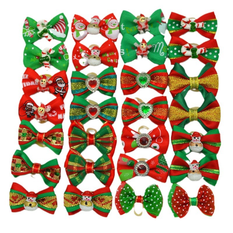 Christmas Series Pet Bow Hair Accessories, Hairpins, Flower Headbands, Rubber Bands, Christmas Dog Bows