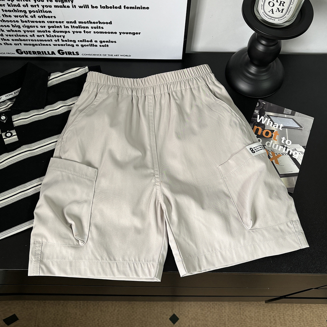 Summer Boys' Cargo Shorts 2025 Children's Knee-Length Shorts Boys' Trendy Thin Versatile Sports Wear-Resistant