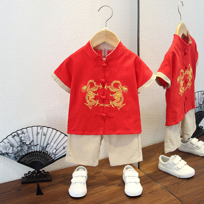 Boys' Hanfu Summer suit Thin Chinese Style Retro Style Children's Ming Style Baby Tang Suit Improved Guoxue Ancient Suit