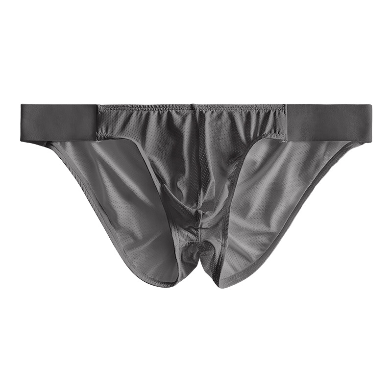 Cross-border ice silk solid color European code men's briefs ice silk small mesh factory direct in stock wholesale fashion sexy