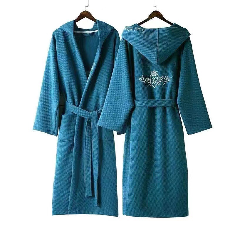 Five-star hotel bathrobe men's and women's bathrobe autumn and winter lovers long nightgown cotton absorbent quick-drying towel material
