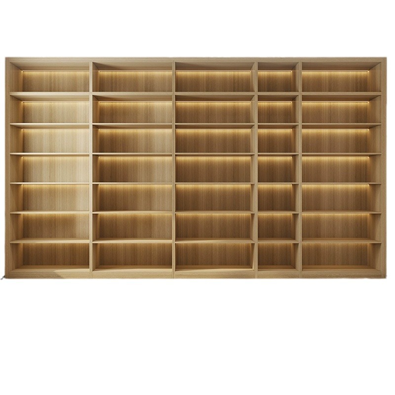 Cross-Border Custom Plaid Cabinet Library Simple and Elegant Full Wall Floor-To-Ceiling Plus Home Study Thick Plate Bookcase