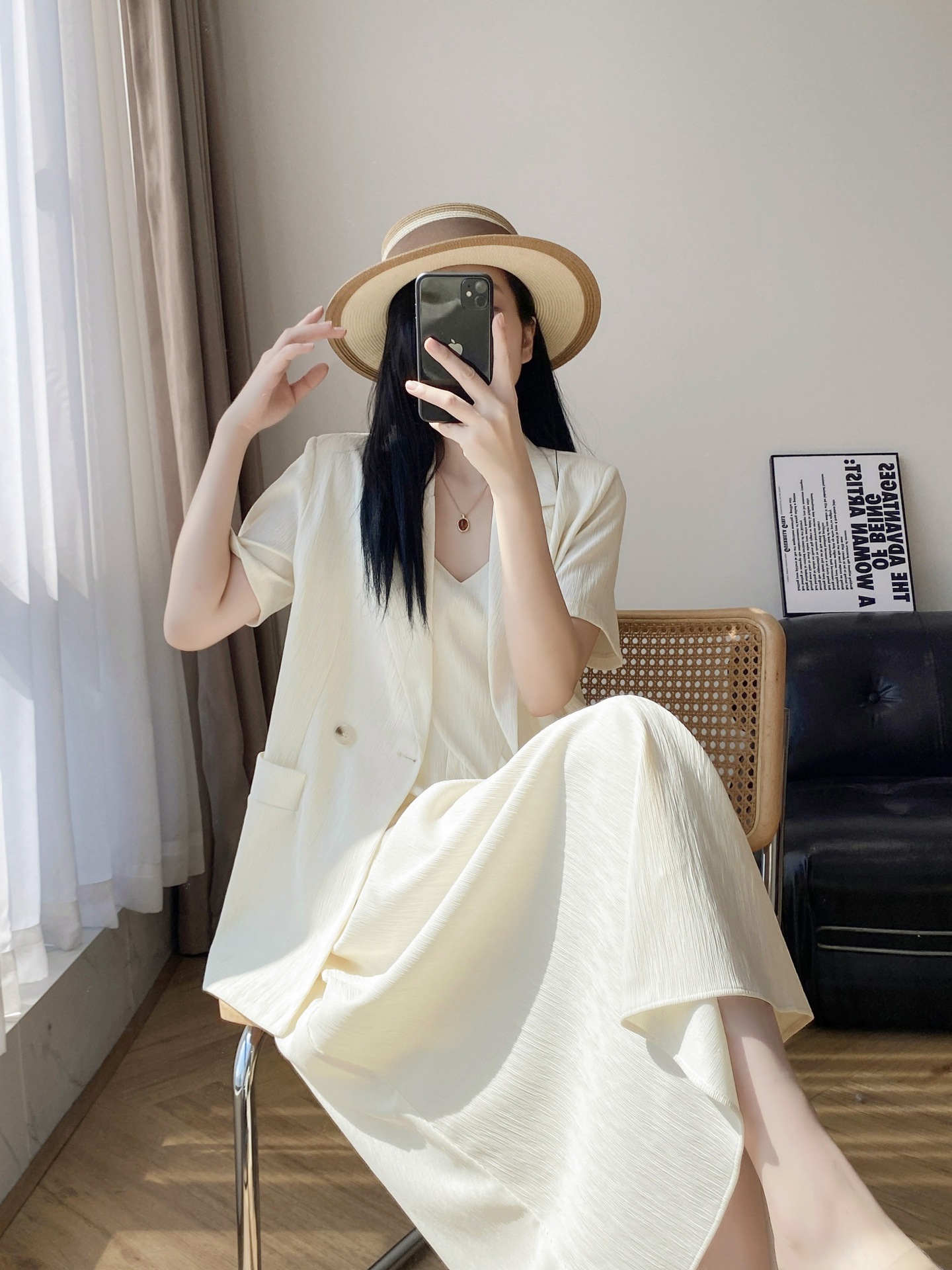 Spot 6028 Plus Size Women's Summer Thin Slightly Fat mm Suit Slim Suspender Skirt Short-Sleeved Two-Piece Set