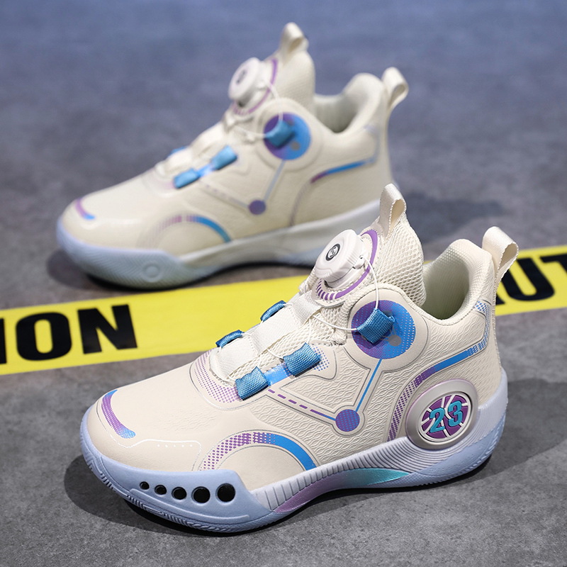 Баскетбольные кроссовки новые кожаные ротационные пряжки детские кроссовки молодежные баскетбольные кроссовки практичные для родителей и детей спортивные кроссовки