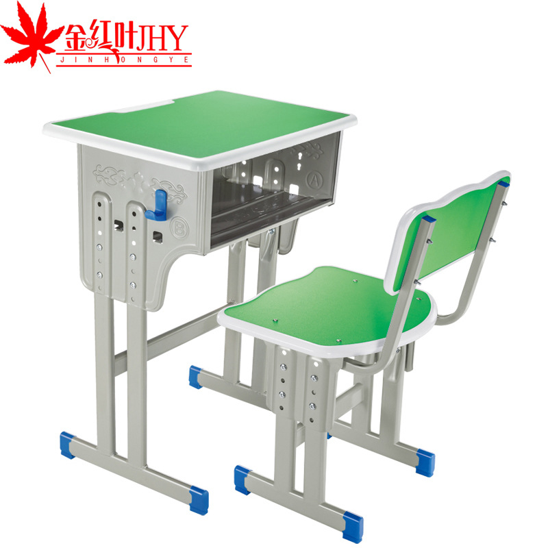 Factory direct supply of primary and secondary school students study desk school classroom training tutorial class single lifting desk and chair set