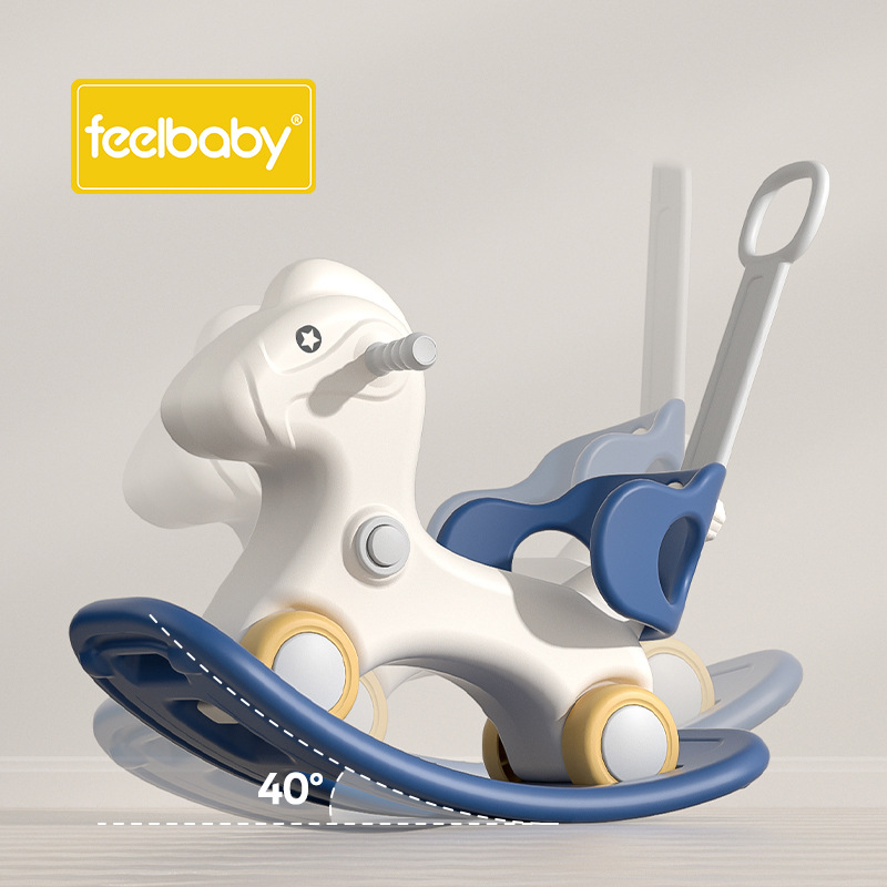 Feelbaby Trojan Horse Children's Rocking Horse Baby Toy Baby Dual-use Rocking Horse 1-5 Years Old Trojan Horse Car