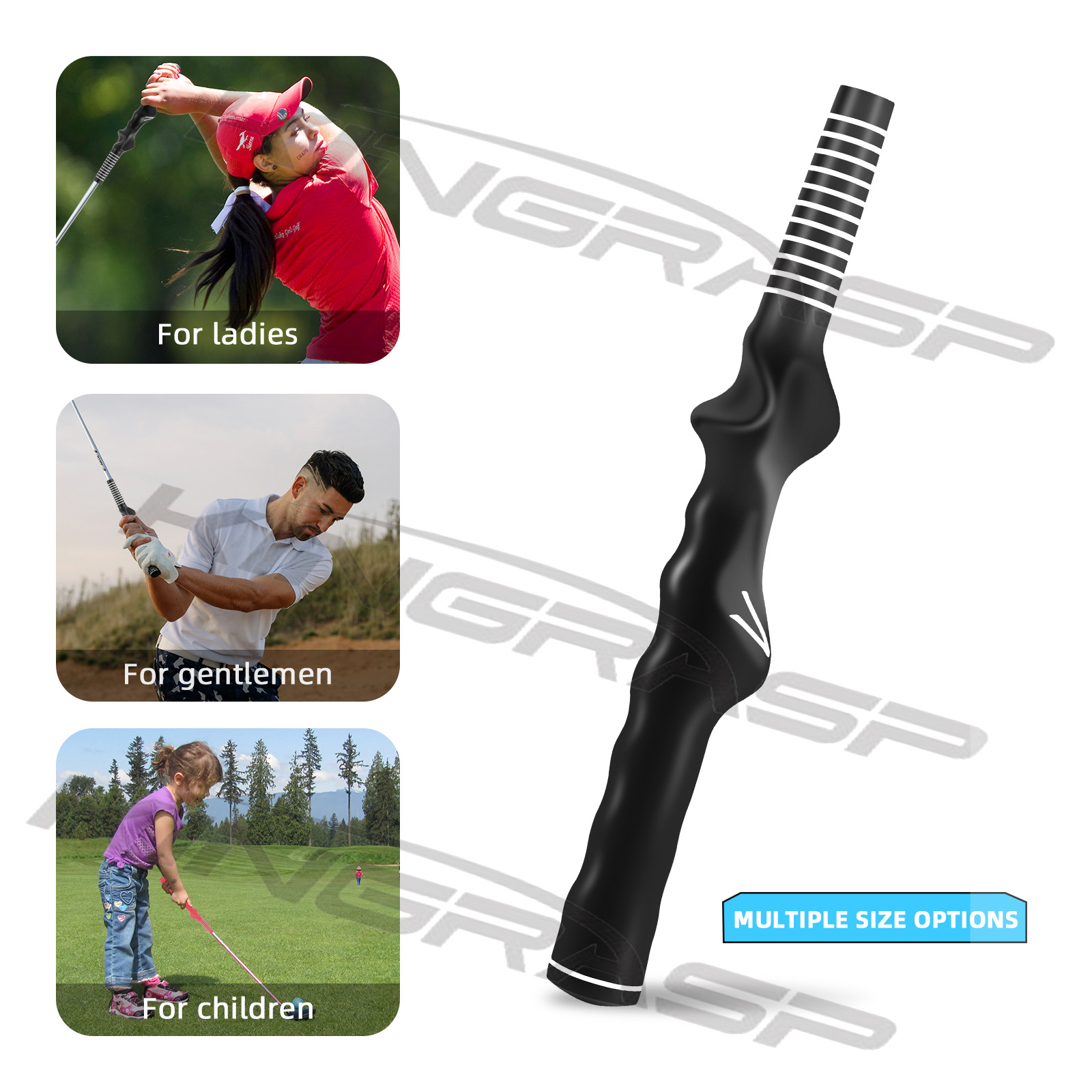 Golf Rubber Grips Left and Right Hand Swing Exerciser Practice Tools Men's/Women's/Children's Hand Grips