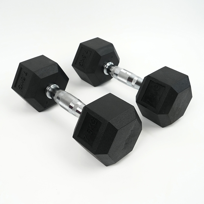 Cross-border wholesale hexagonal fixed dumbbell plastic commercial gym private training arm strength cast iron plastic dumbbell