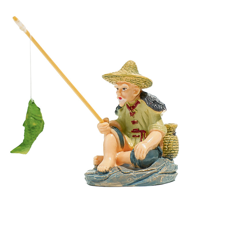 Fish Tank Rockery Landscaping, Fishing Old Man, Duck, Ancient Fish Farming, Fish Tank Decoration, Flowing Water Ornaments, Small Fish Tank Landscaping