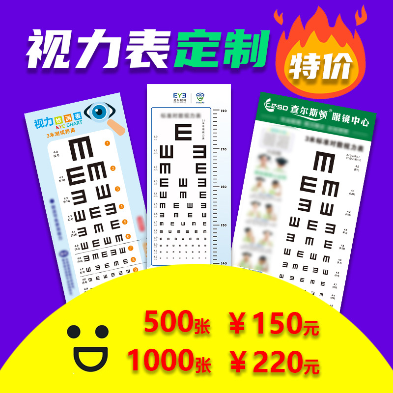 Индивидуальная таблица зрения стандартная логарифмическая реклама печать логотип магазин название телефон адрес таблица зрения очки тест