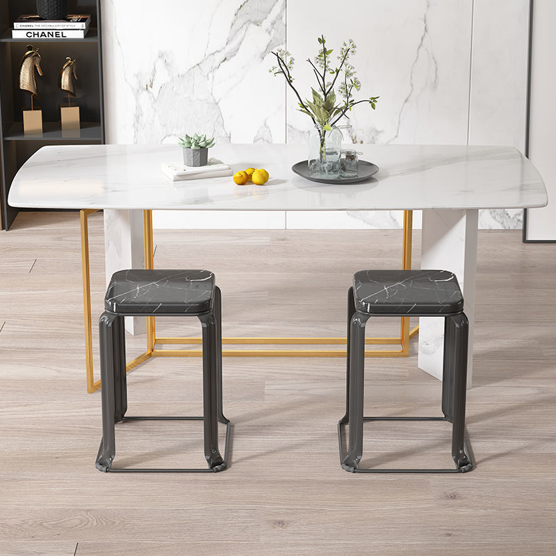 Modern Minimalist Wrought Iron Square Stool, Fast Food Stool, Thickened Wrought Iron Set Stool, Dining Table Stool, Storage Stool, Reinforced Iron Stool, Household Stool