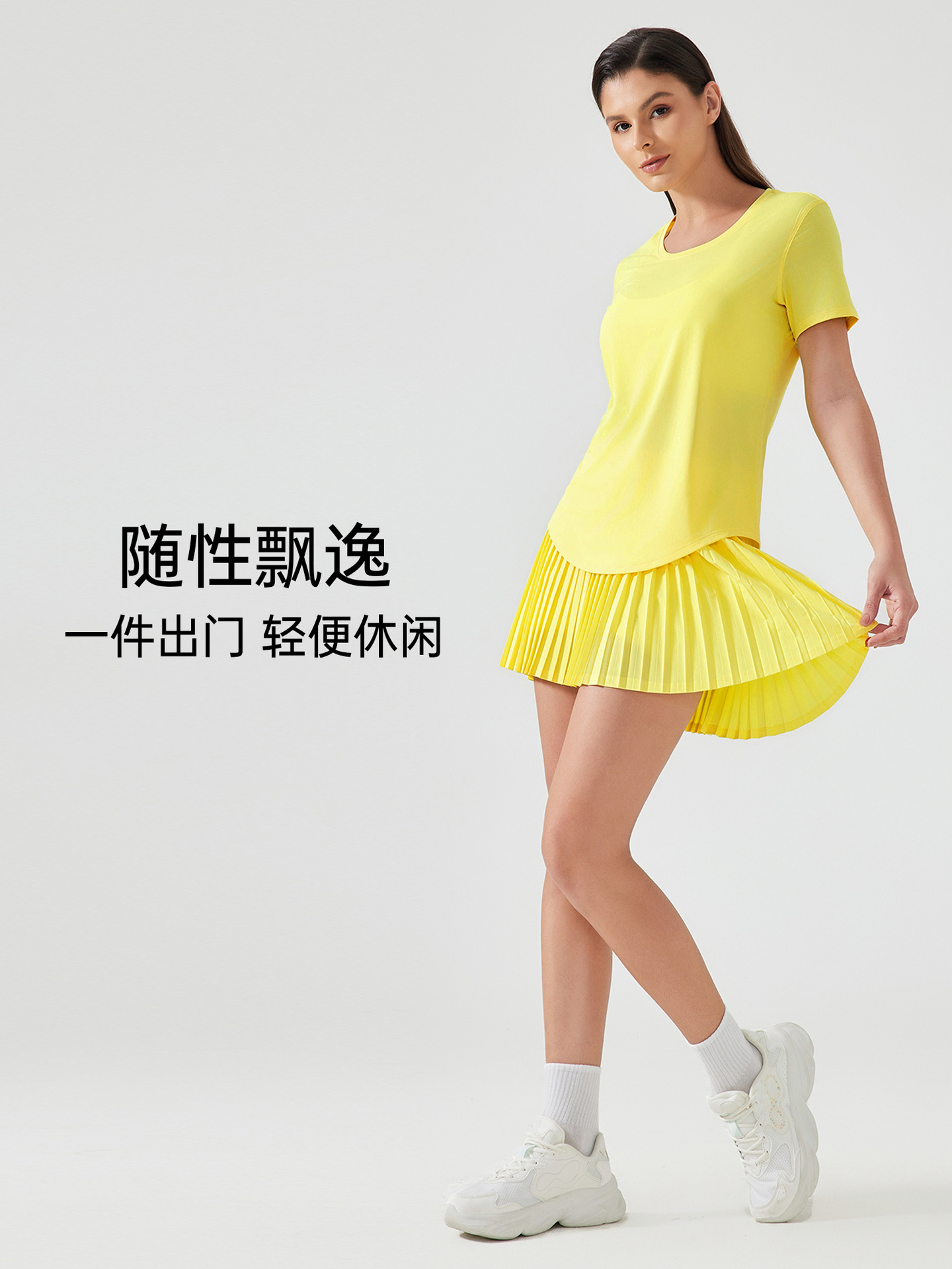 Spring and Summer New High Waist Hip Lifting with Pocket Sports Skirt Anti-running Elastic Quick-drying Pleated Tennis Skirt DK383