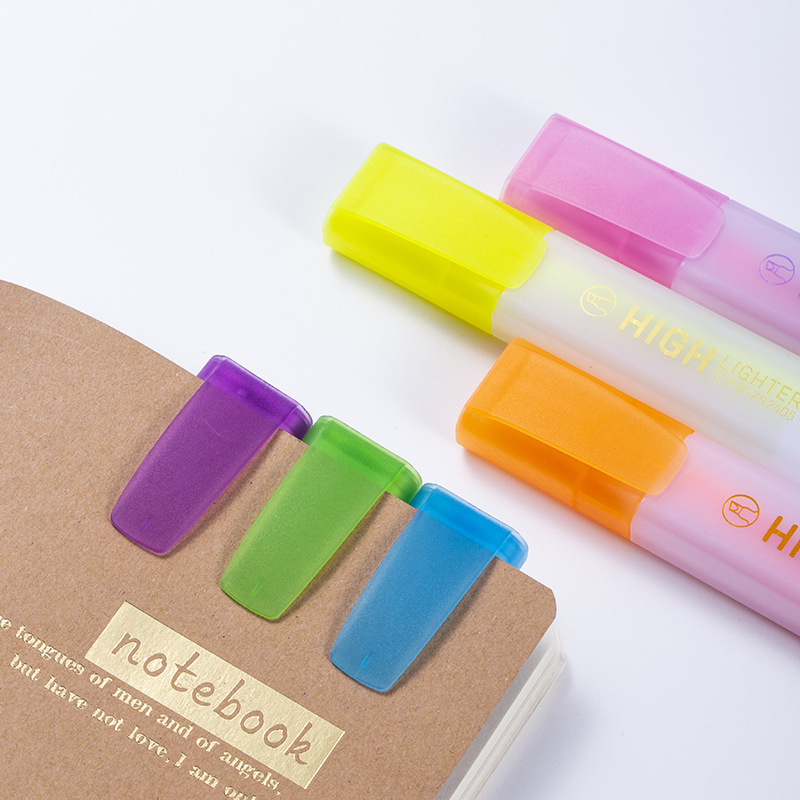 Oblique head highlighter 6 color large capacity student marking key fluorescent plate color marker stationery wholesale special