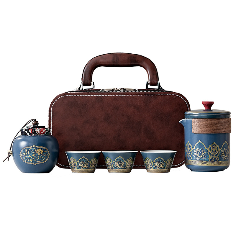 Travel tea set small set portable kung fu ceramic outdoor fast cup business companion gift wholesale logo