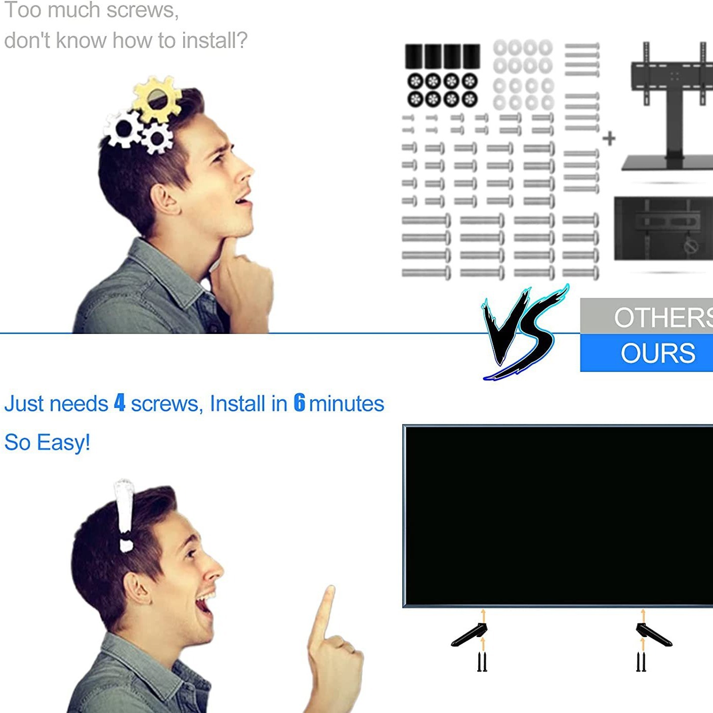 The Base Bracket Is Suitable for Roku Tv, Tv Bracket with Universal Legs and Is Suitable for Overseas Market Brand with Adjustable Holes