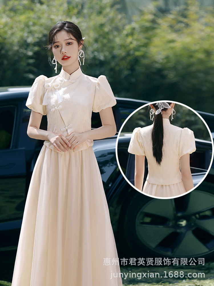New Chinese Bridesmaid Dress Dress 2025 Summer New Style Small High-end Sense Usually Wear Sisters Bridesmaid Dress