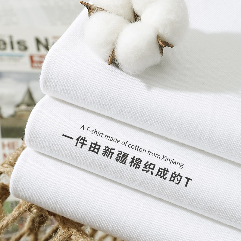 Factory straight hair 250g heavy cotton long sleeve T-shirt women men and women with solid color white crew neck Joker base shirt