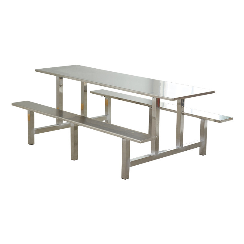 Stainless Steel Canteen Dining Table and Chairs Fiberglass Rectangular Breakfast Shop Conjoined 4/6/8/10 Staff Canteen School