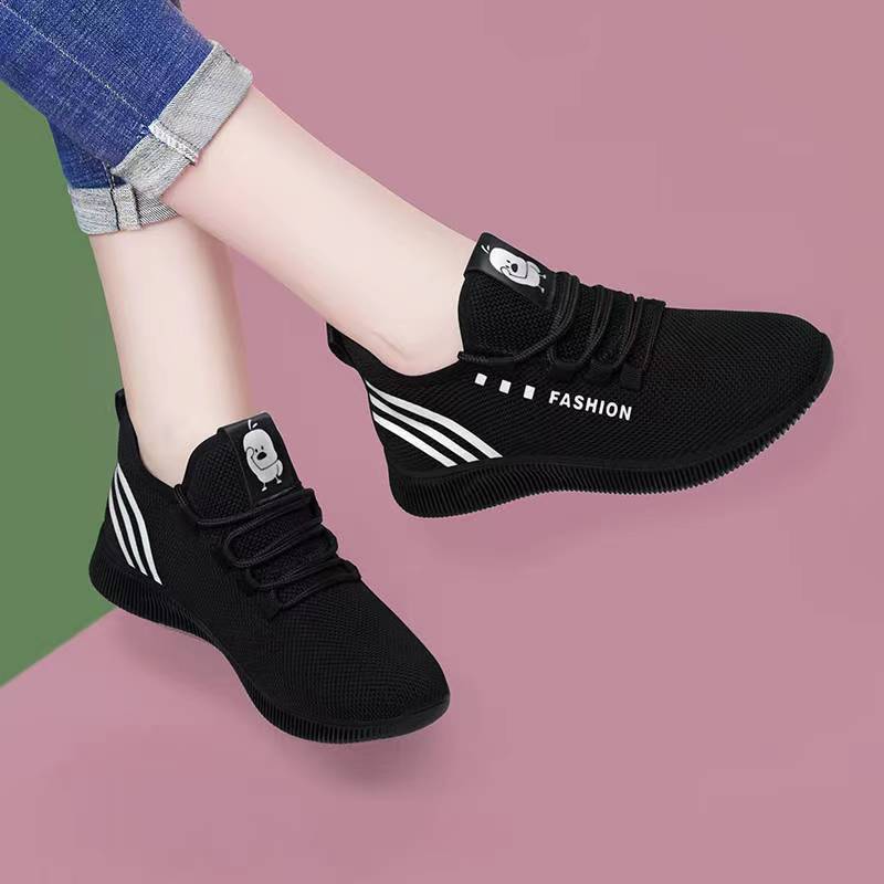 New Lace-Up Women's Sports Shoes, Breathable, Casual, Soft-Soled, Comfortable Student Shoes, One-Piece Lightweight Running Shoes