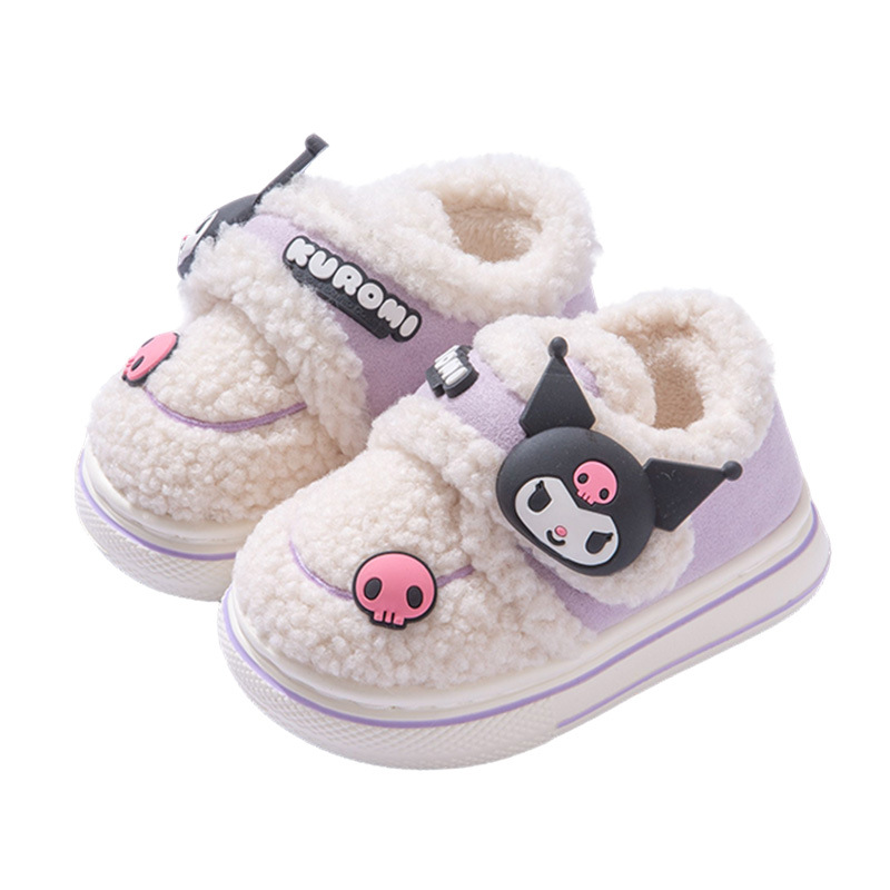 Kulomi Children's Cotton Slippers Autumn and Winter Girls Princess Sanrio Indoor Warm fleece-lined Parent-child Children's Cotton Shoes