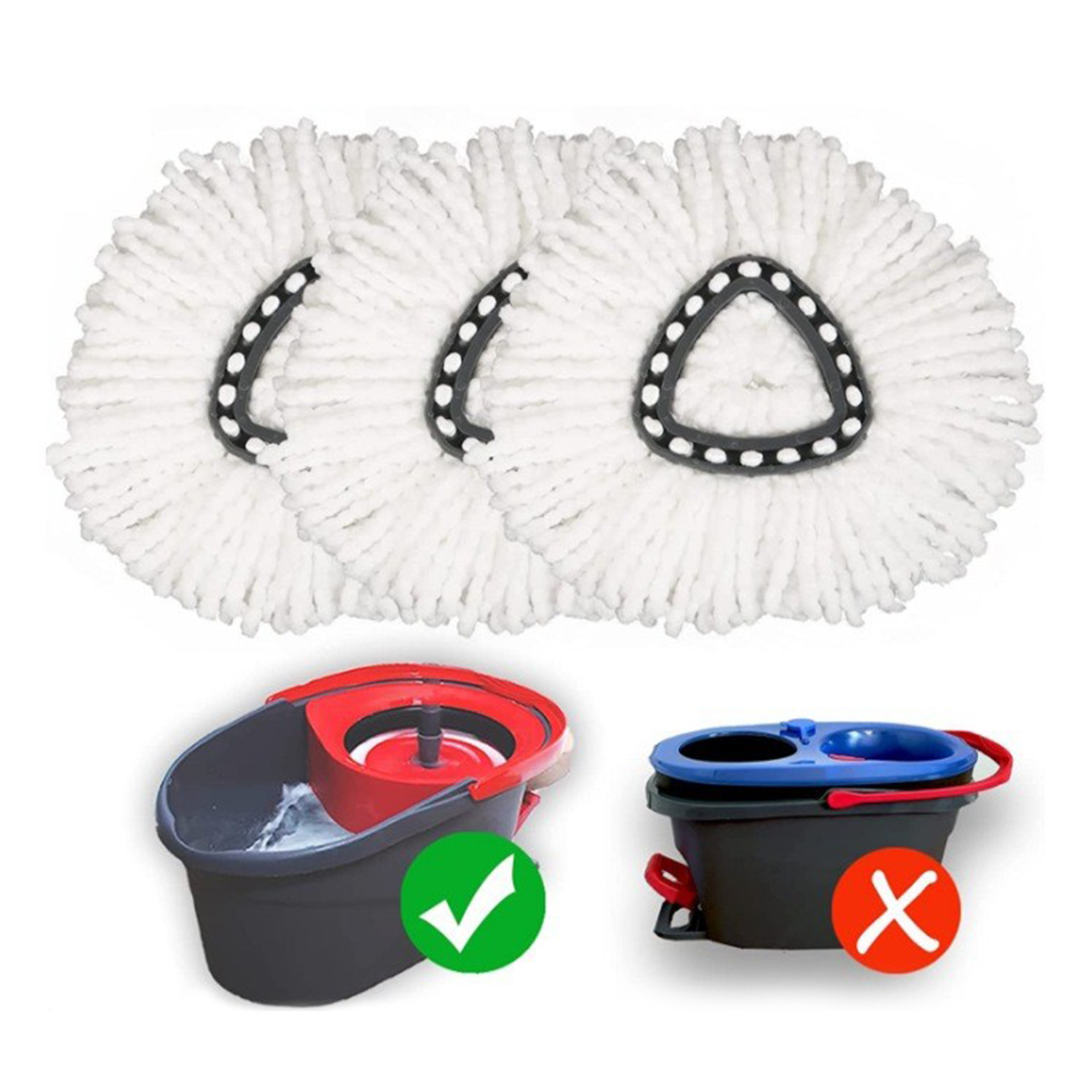 Wholesale Cross-Border Household Hand-Washable Water-Absorbent Thickened Microfiber Replacement Triangular Rotating Mop Accessories Mop