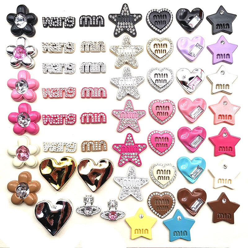 Colorful Drop Oil Star Peach Heart Letter Brand Chanel Style Resin Accessories diy Headwear Hairpin Mobile Phone Case Nail Stickers