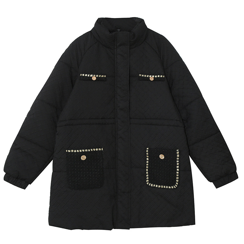 A0036 Winter New Plus Size Design Women's Cotton Jacket, Chanel Style Cotton Coat with Waist-Cinching Mid-Length Design
