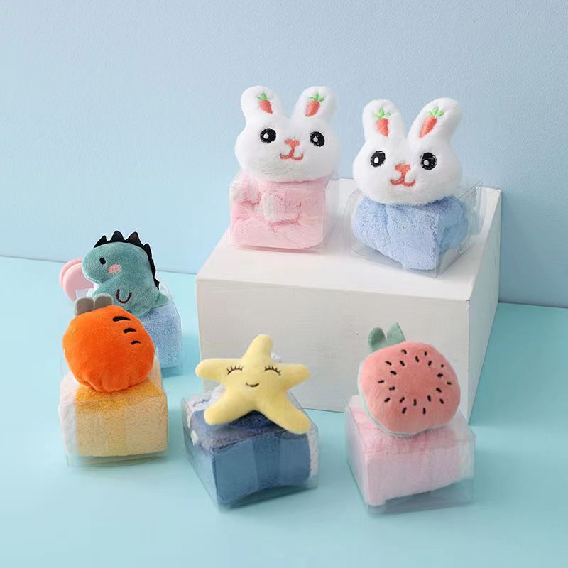 Cartoon hand towel hand gift towel hanging doll towel creative gift children's towel coral fleece towel