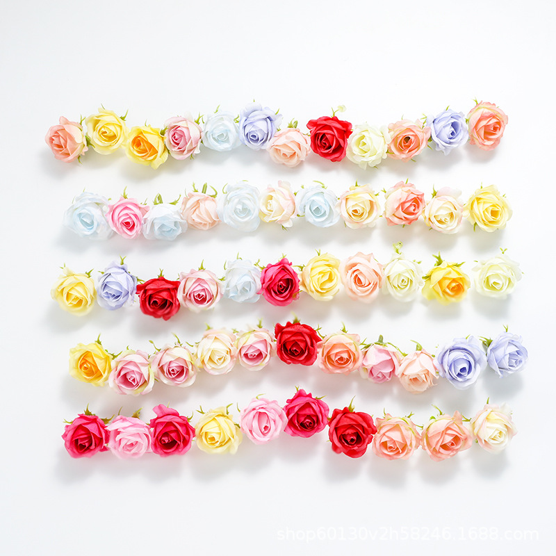 simulation mini small rose flower head flower headdress wreath hairpin flower decoration accessories diy handmade material bud