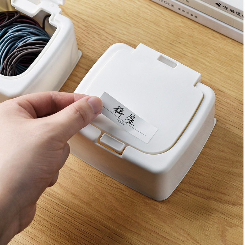 Desktop Storage Box Mini with Lid Elastic Window Cotton Swab Cosmetic Cotton Plastic Dustproof Student Ins Sundries Finishing Box