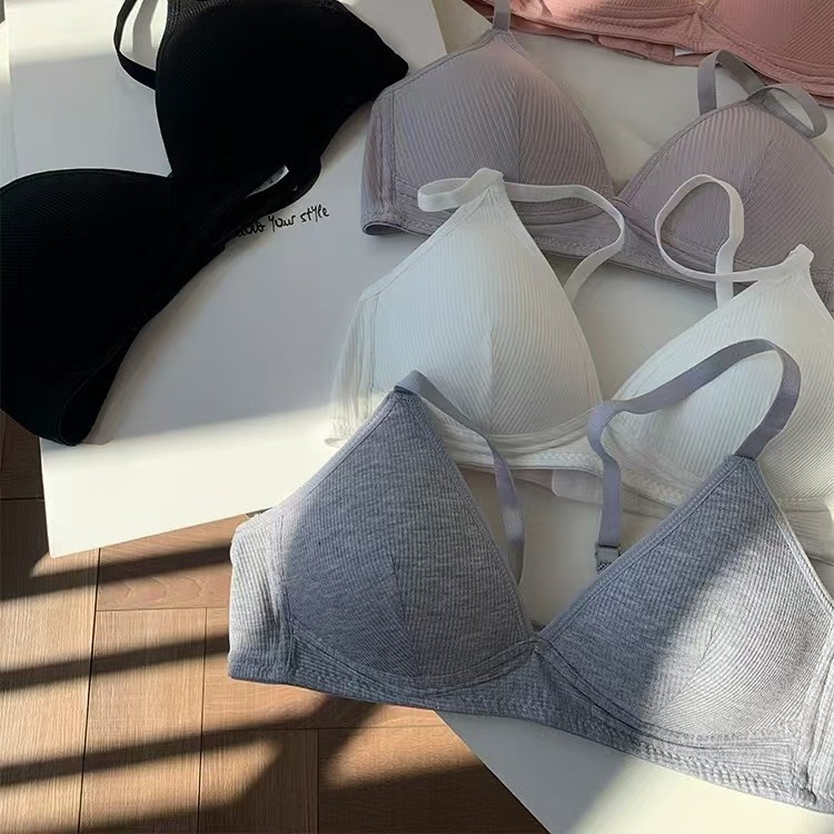 Thin Factory Direct Sales Korean Style New Style Girl Student Bra Without Rims Seamless Underwear Thin Small Breast Push-Up