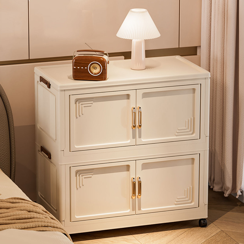 Двухдверный складной шкаф для хранения Простой монтаж Напольный пылезащитный многоуровневый шкаф для игрушек и закусок