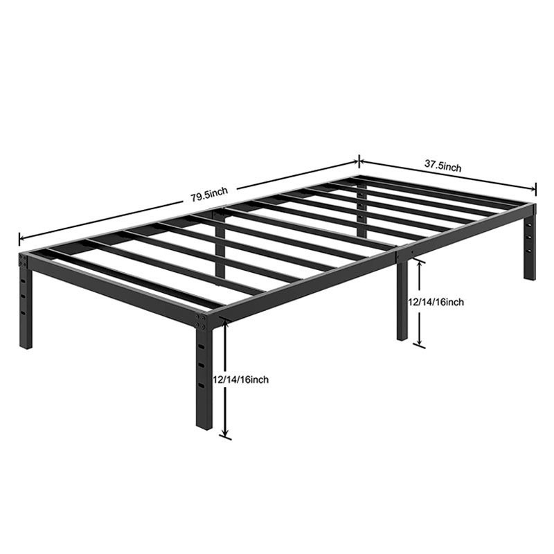 Cross-border Iron Rental Housing Simple Metal Bed Frame Carbon Steel Single Row Skeleton Homestay Apartment Bedroom Mattress Bracket