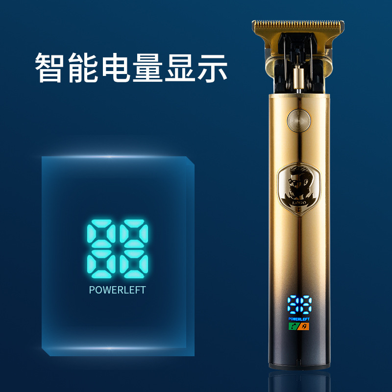 New Cross-Border Electric Hair Clipper Digital Display Charging Household Electric Clipper Retro Carved Oil Head Electric Hair Clipper