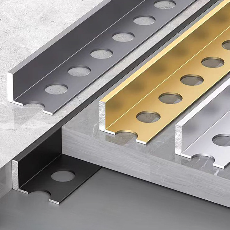 Aluminum Alloy L-Shaped Edge Strip for Tiles and Wood, Waistline Edging, Floor Edge Strip, Corner Edging, Source Factory