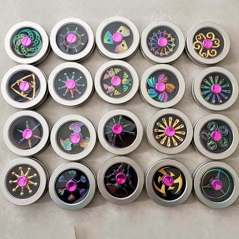 Black Technology Colorful Alloy Gyroscope Boxed Mini Whirlwind Fingertip Metal Spinning Finger Toy for Boys