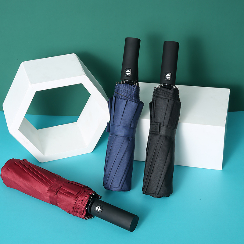 Black rubber UV sun umbrella sun umbrella UV protection sunshade umbrella women's three folding umbrella set advertising umbrella logo