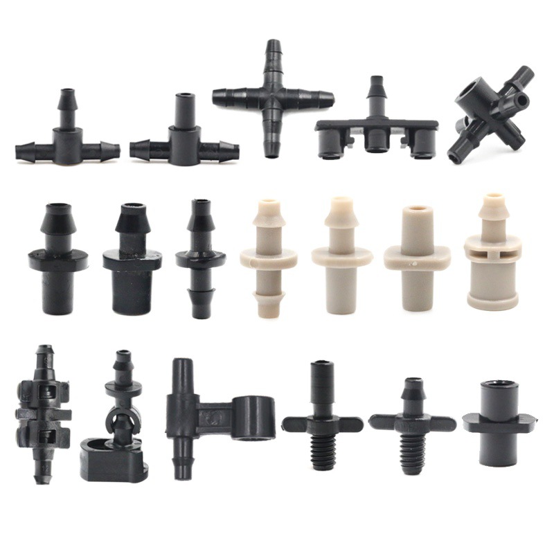 3/5 4/7 Capillary Joint Straight-Through Three-Way Sprinkler Irrigation Micro-Spray Drip Irrigation Pe Pipe Anti-Drip Device Double Barb Accessories