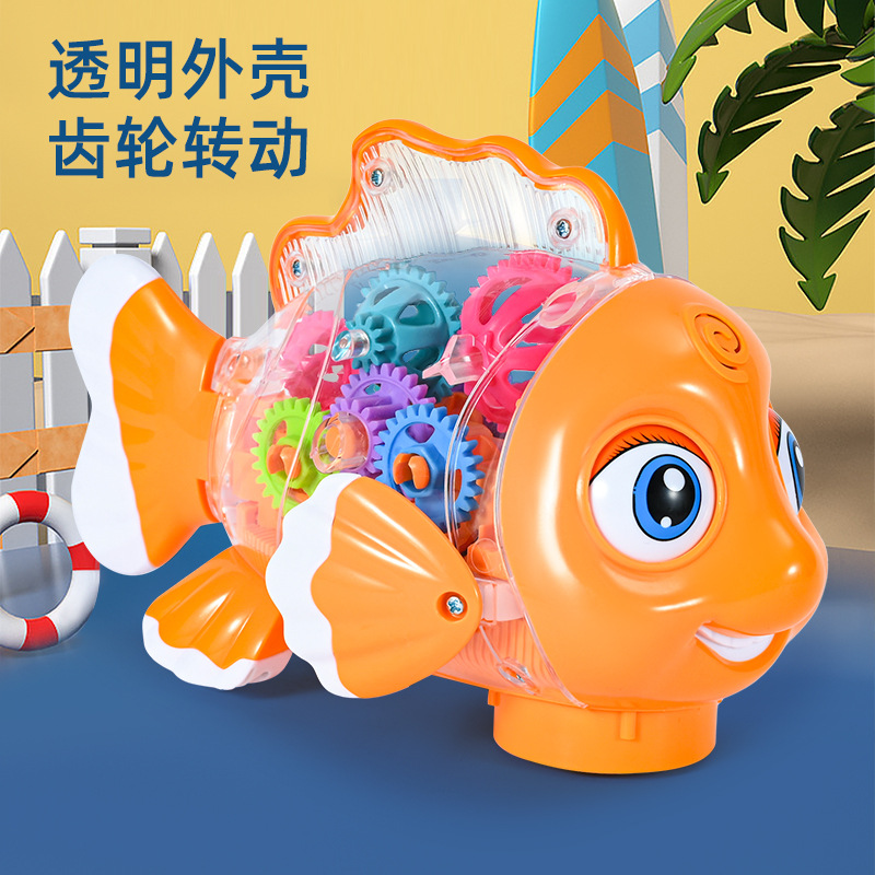 Electric Universal transparent gear toy car music luminous train children boys wholesale Night Market factory stall