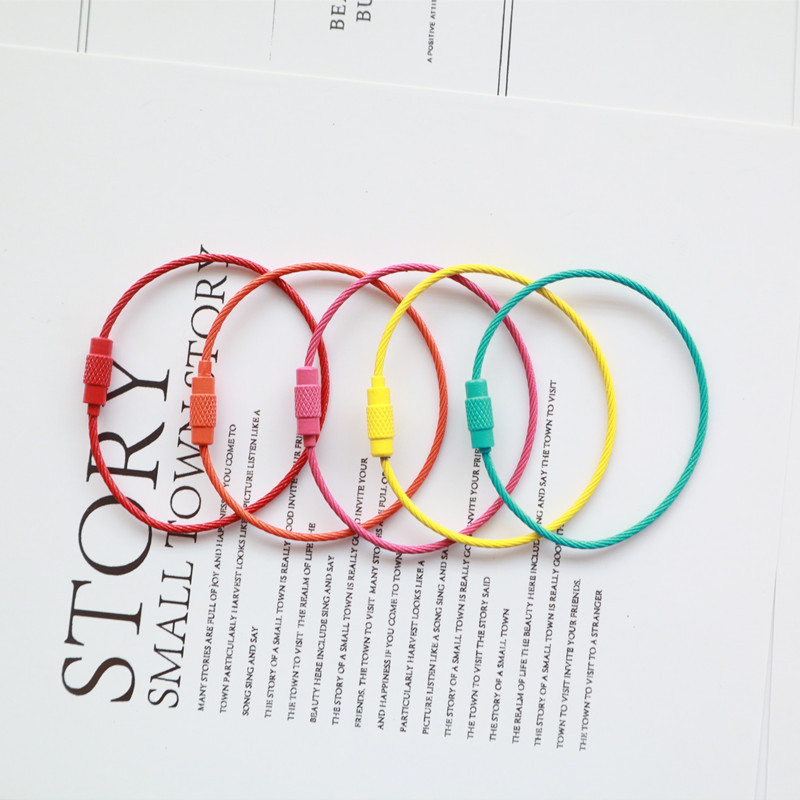 Creative Color Paint Keychain DIY Decorative Accessories Handmade Pendant Buckle Rotary Screw Wire Rope Keychain