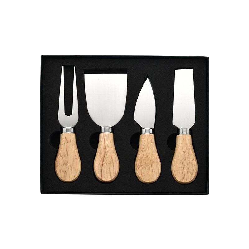 Factory spot stainless steel cheese knife acacia wooden handle cheese knife pizza knife cheese butter knife gift box set cross