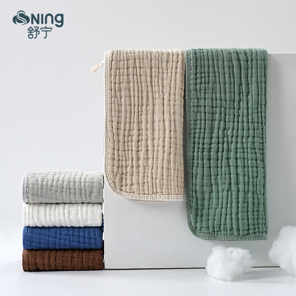 Cross-border Amazon Hot Burp Towel Six-layer Solid Color Gauze Towel 35*75 Baby Spit Towel Baby Wash Face