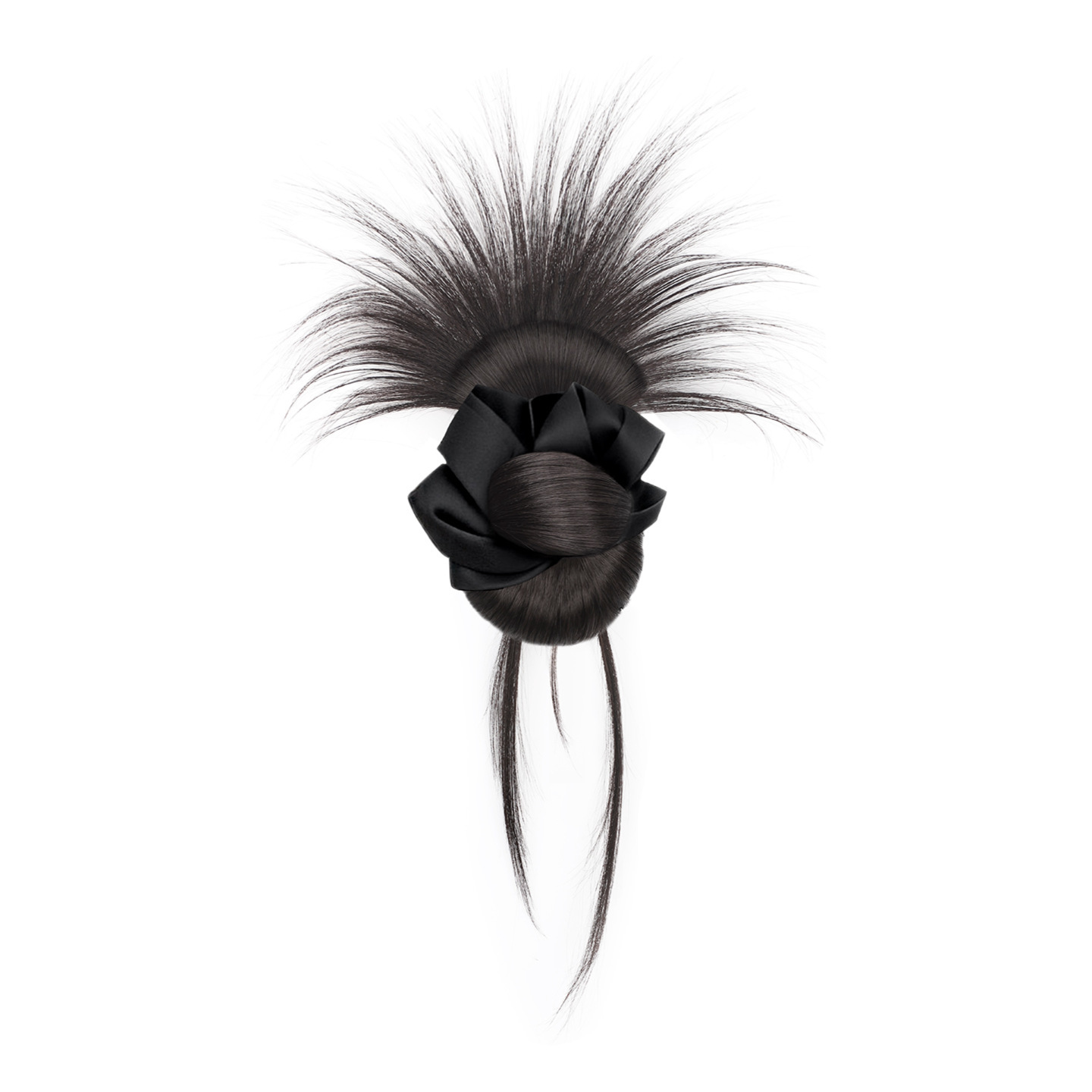 Feather Bun Wig for Women with Claw Clip, Full Hairpiece, Realistic Human Hair, Fluffy Updo Tool, Dragon Whiskers Wig Hair Tie